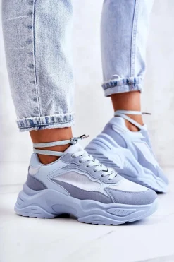 Damskie Buty Sportowe Sneakersy Niebieskie Bacaris