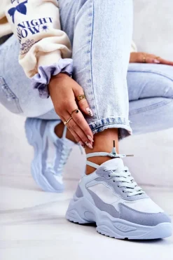 Damskie Buty Sportowe Sneakersy Niebieskie Bacaris