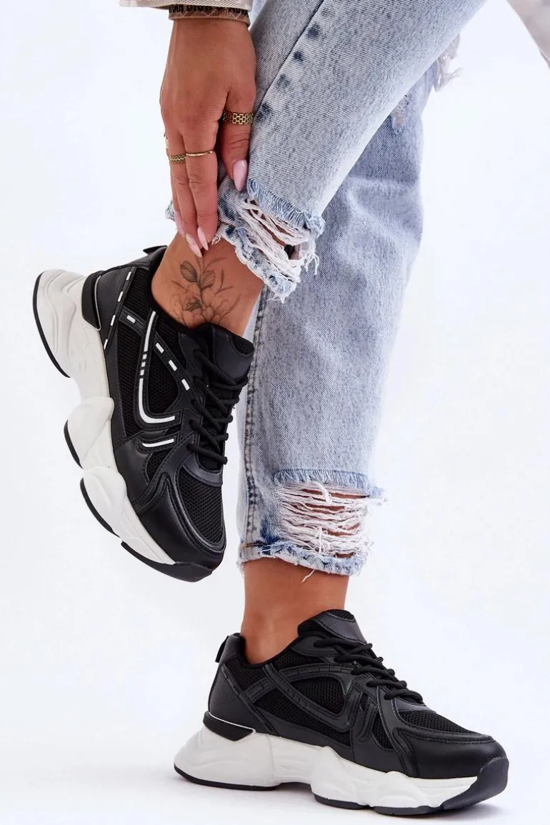 Damskie Buty Sportowe Sneakersy Czarne Feluci