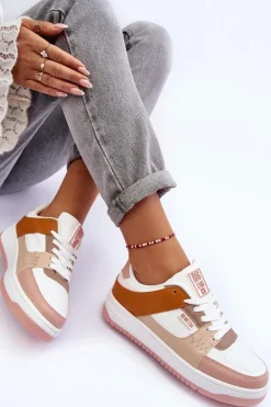 Damskie Buty Sportowe Sneakersy Big Star MM274355 Brązowo-Różowe