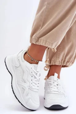 Damskie Buty Sportowe Sneakersy Na Platformie Białe Lomare