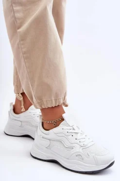 Damskie Buty Sportowe Sneakersy Na Platformie Białe Lomare