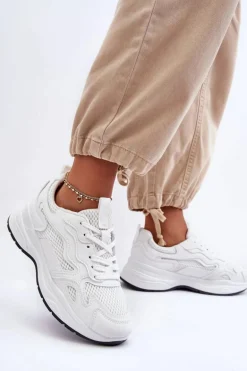 Damskie Buty Sportowe Sneakersy Na Platformie Białe Lomare