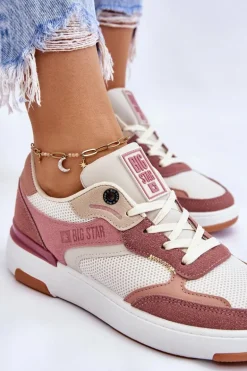 Damskie Buty Sportowe Sneakersy Big Star LL274438 Różowo-Białe