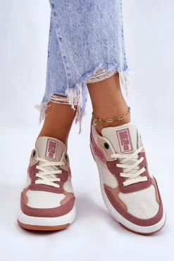Damskie Buty Sportowe Sneakersy Big Star LL274438 Różowo-Białe