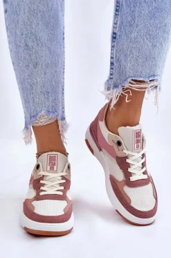 Damskie Buty Sportowe Sneakersy Big Star LL274438 Różowo-Białe