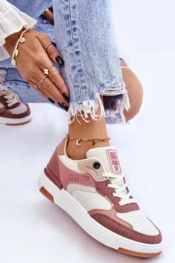 Damskie Buty Sportowe Sneakersy Big Star LL274438 Różowo-Białe