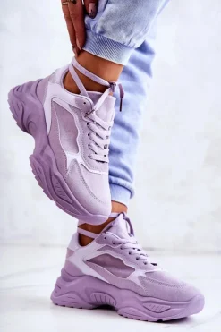 Damskie Buty Sportowe Sneakersy Fioletowe Bacaris