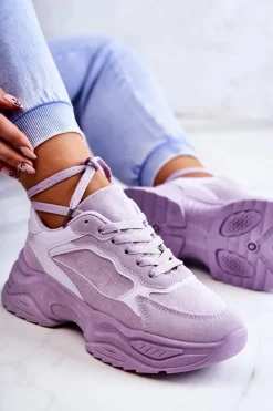 Damskie Buty Sportowe Sneakersy Fioletowe Bacaris