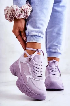 Damskie Buty Sportowe Sneakersy Fioletowe Bacaris