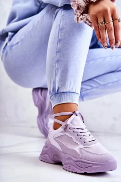 Damskie Buty Sportowe Sneakersy Fioletowe Bacaris