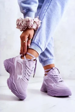 Damskie Buty Sportowe Sneakersy Fioletowe Bacaris