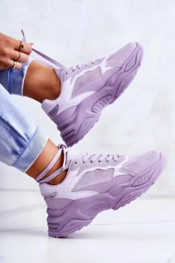 Damskie Buty Sportowe Sneakersy Fioletowe Bacaris