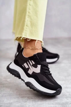 Damskie Buty Sportowe Wiązane Czarne Tolea