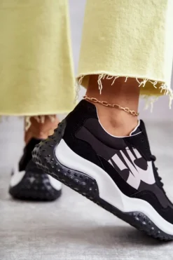 Damskie Buty Sportowe Wiązane Czarne Tolea