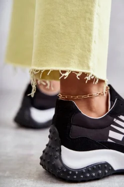 Damskie Buty Sportowe Wiązane Czarne Tolea