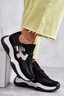 Damskie Buty Sportowe Wiązane Czarne Tolea