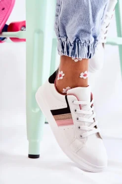 Damskie Buty Sportowe Wiązane Białe Renesme