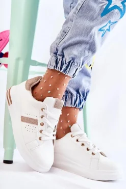 Damskie Buty Sportowe Wiązane Białe Otylia