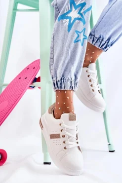 Damskie Buty Sportowe Wiązane Białe Otylia