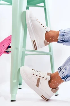 Damskie Buty Sportowe Wiązane Białe Otylia