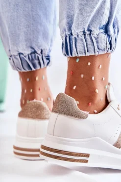 Damskie Buty Sportowe Wiązane Białe Otylia