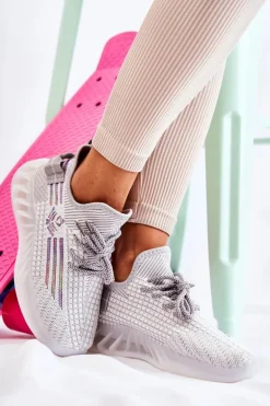 Damskie Buty Sportowe Wsuwane Szare Rokko