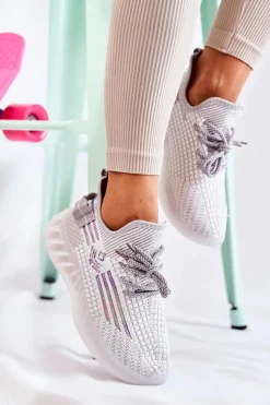 Damskie Buty Sportowe Wsuwane Szare Rokko