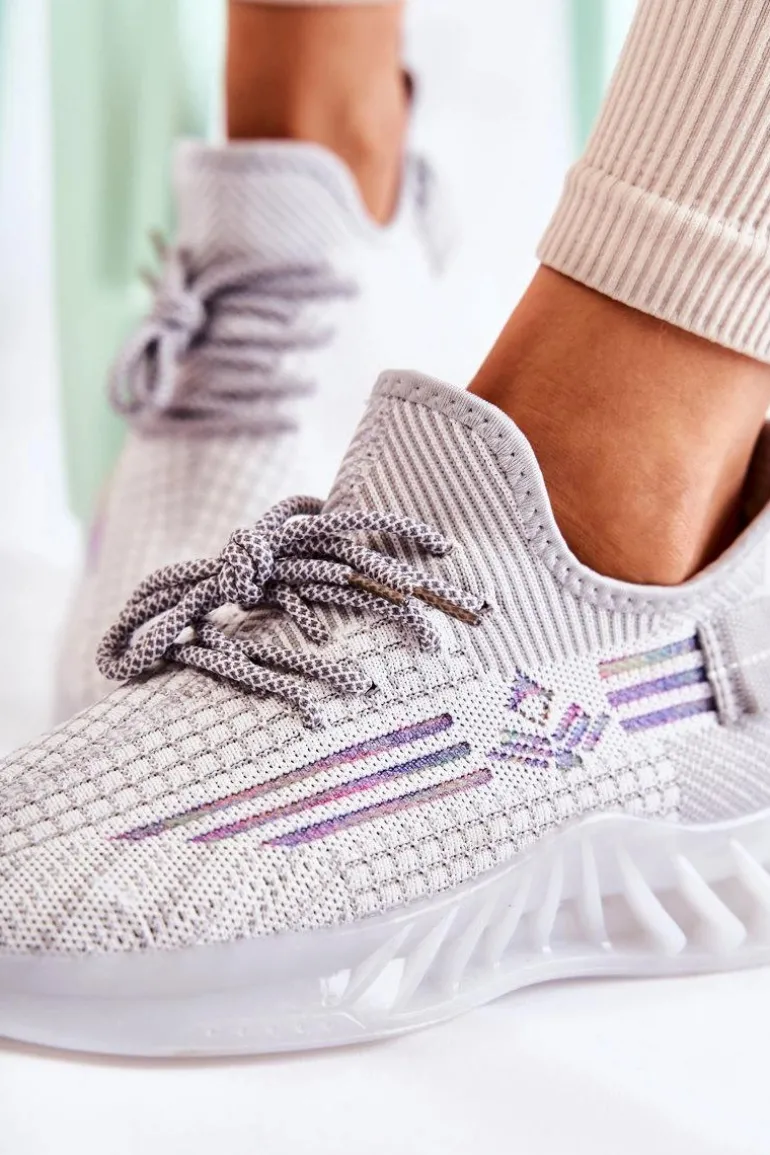 Damskie Buty Sportowe Wsuwane Szare Rokko