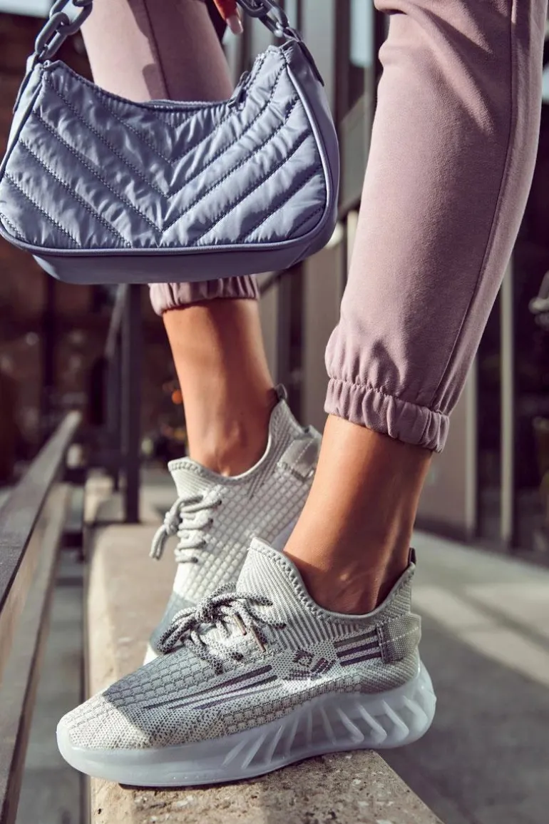 Damskie Buty Sportowe Wsuwane Szare Rokko