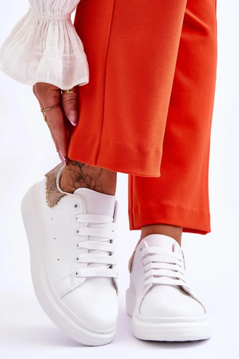 Damskie Buty Sportowe Z Ozdobnym Wzorem Biało-Złote Delight