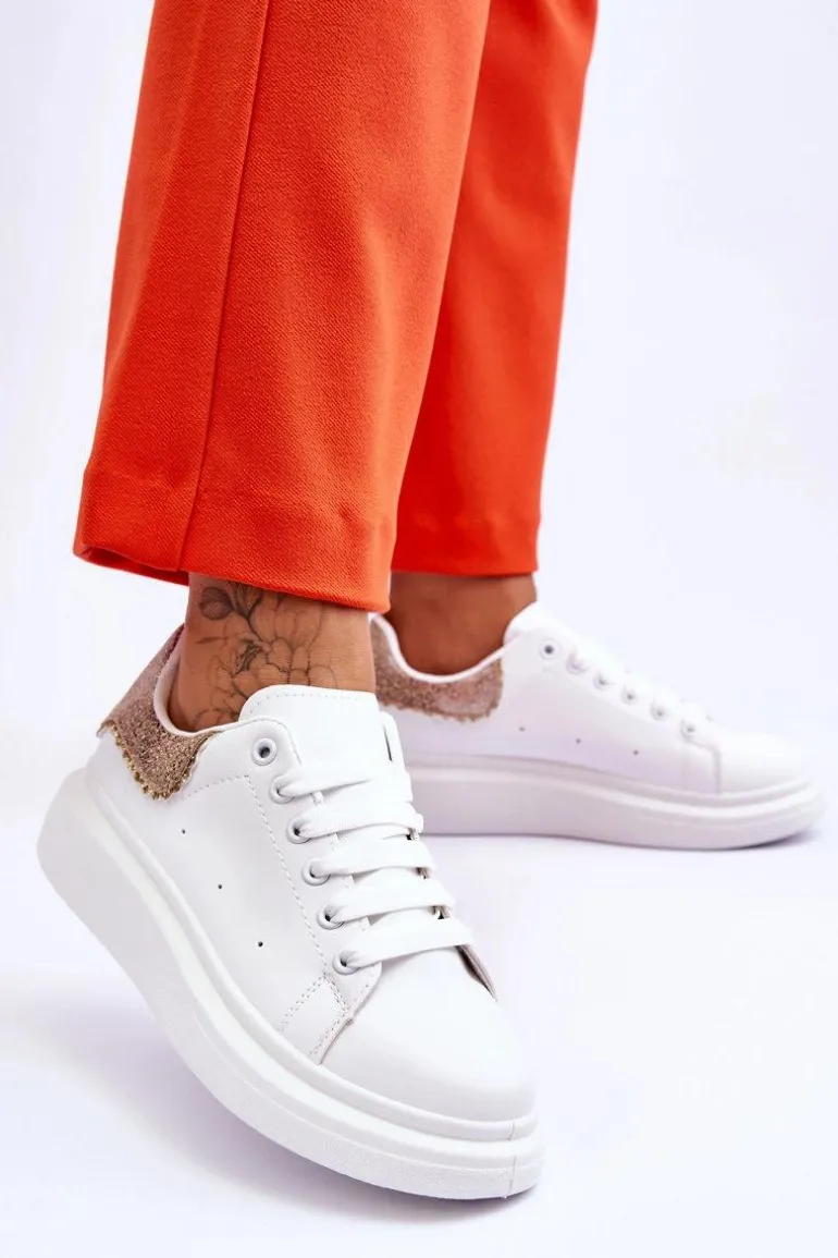 Damskie Buty Sportowe Z Ozdobnym Wzorem Biało-Złote Delight