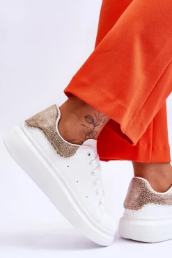 Damskie Buty Sportowe Z Ozdobnym Wzorem Biało-Złote Delight