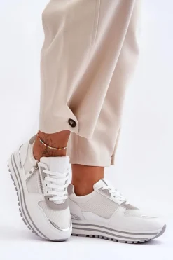 Damskie Buty Sportowe Z Ozdobnym Zamkiem Białe Cairo