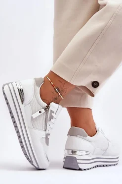 Damskie Buty Sportowe Z Ozdobnym Zamkiem Białe Cairo