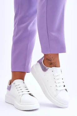 Damskie Buty Sportowe Z Ozdobnym Wzorem Biało-Fioletowe Delight