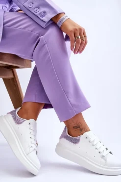 Damskie Buty Sportowe Z Ozdobnym Wzorem Biało-Fioletowe Delight