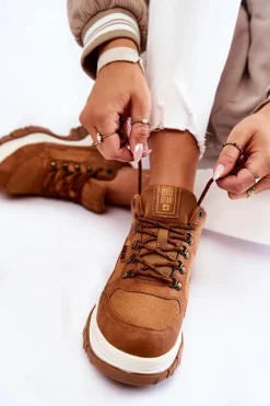 Damskie Buty Trekkingowe Trapery Memory Foam Big Star KK274362 Brązowe