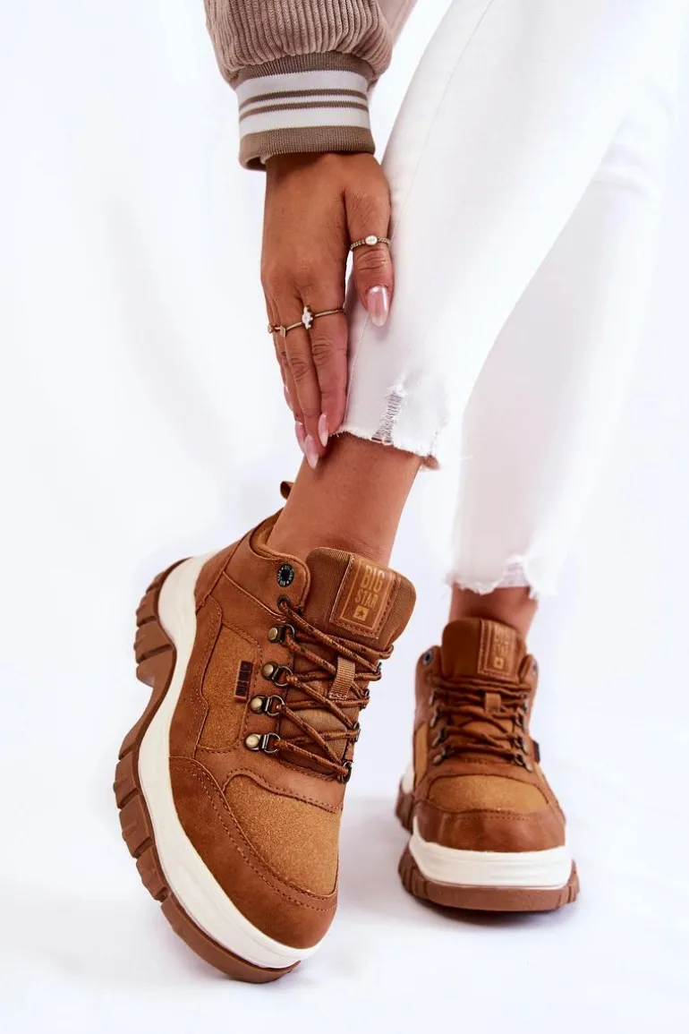 Damskie Buty Trekkingowe Trapery Memory Foam Big Star KK274362 Brązowe