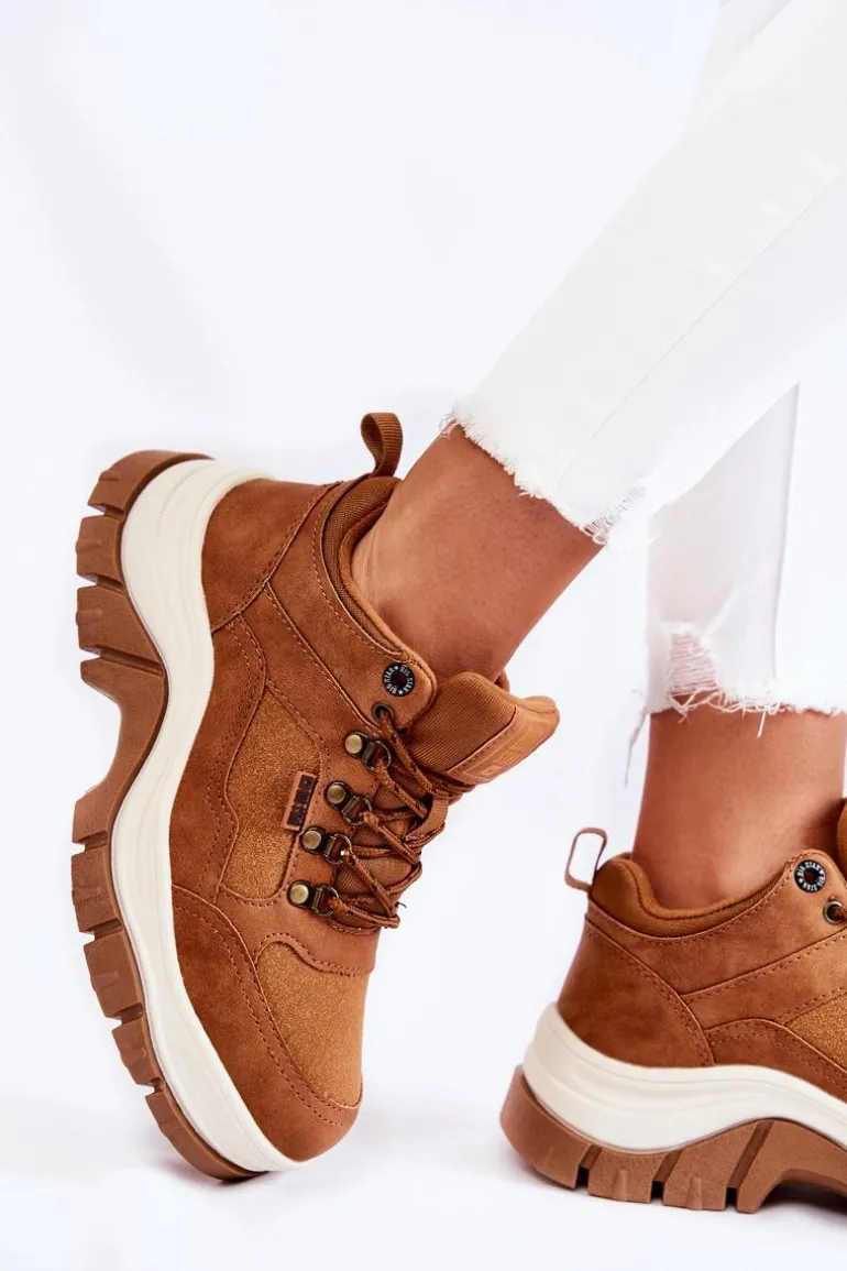 Damskie Buty Trekkingowe Trapery Memory Foam Big Star KK274362 Brązowe