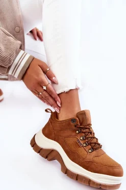 Damskie Buty Trekkingowe Trapery Memory Foam Big Star KK274362 Brązowe