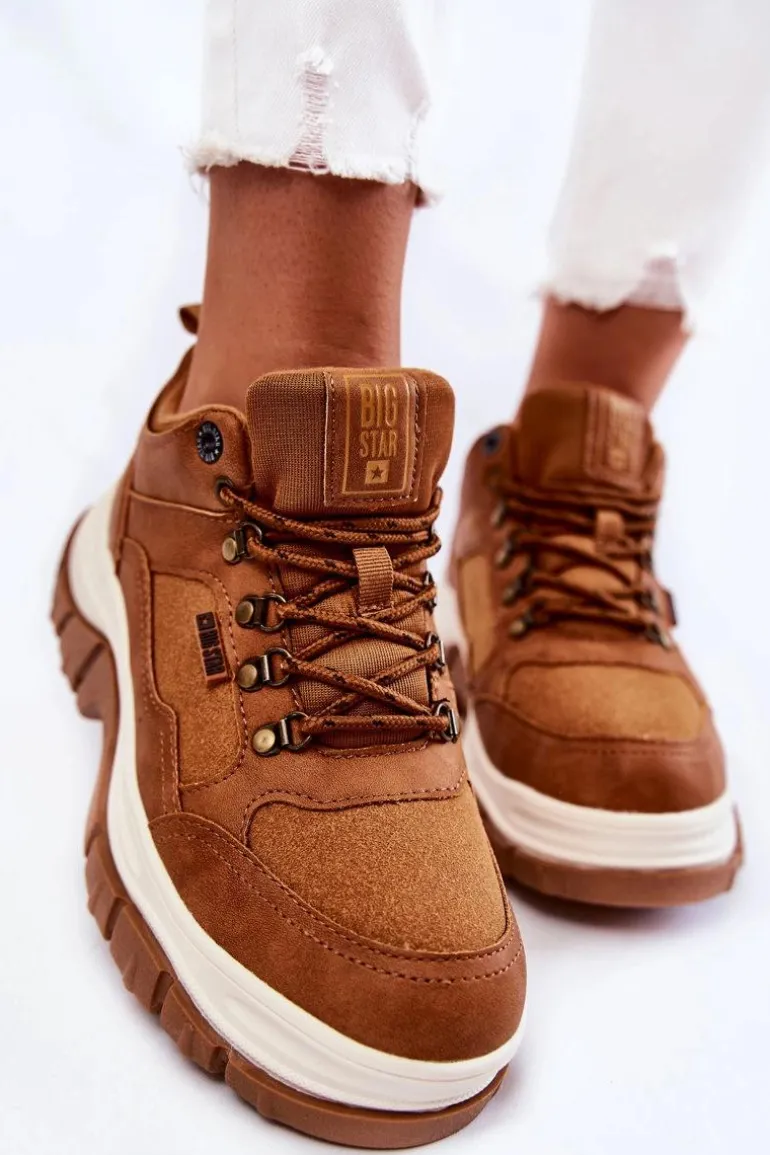 Damskie Buty Trekkingowe Trapery Memory Foam Big Star KK274362 Brązowe