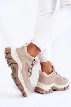 Damskie Buty Trekkingowe Trapery Memory Foam Big Star KK274363 Beżowe