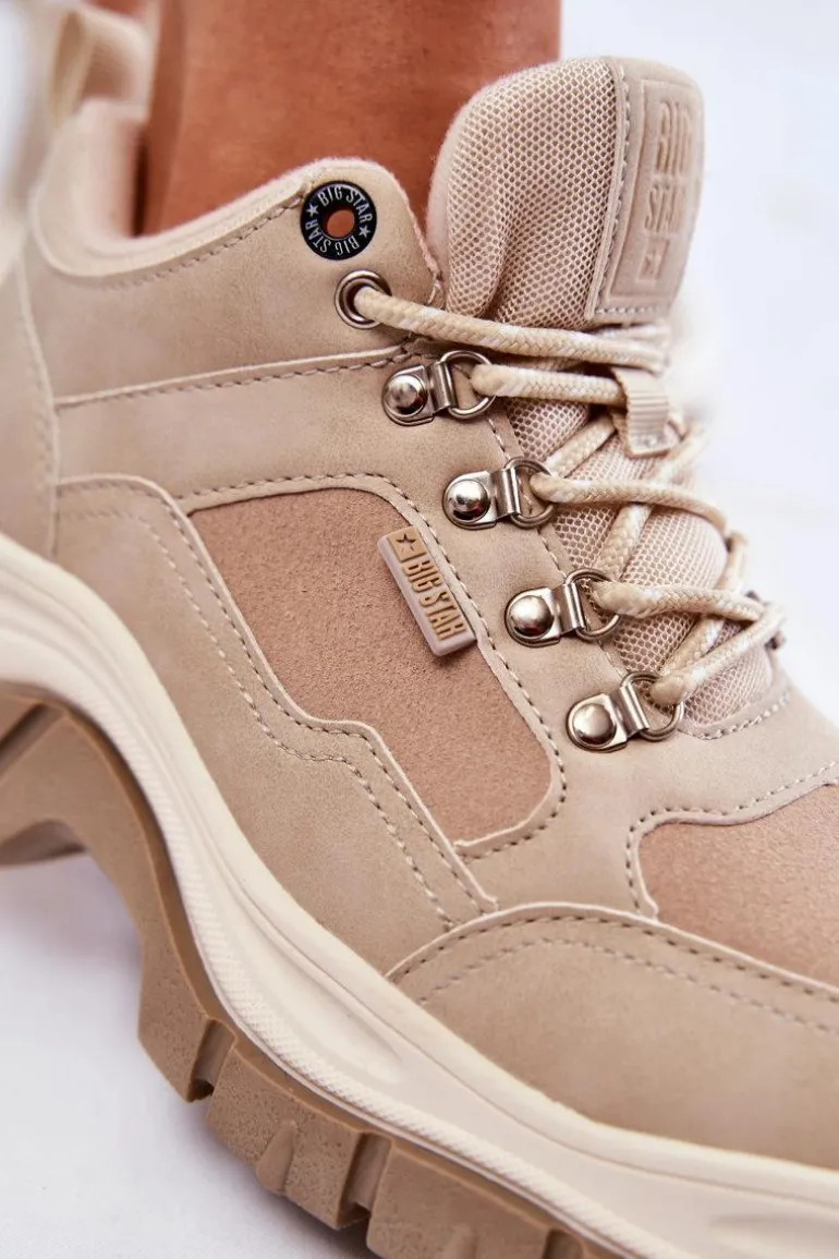 Damskie Buty Trekkingowe Trapery Memory Foam Big Star KK274363 Beżowe