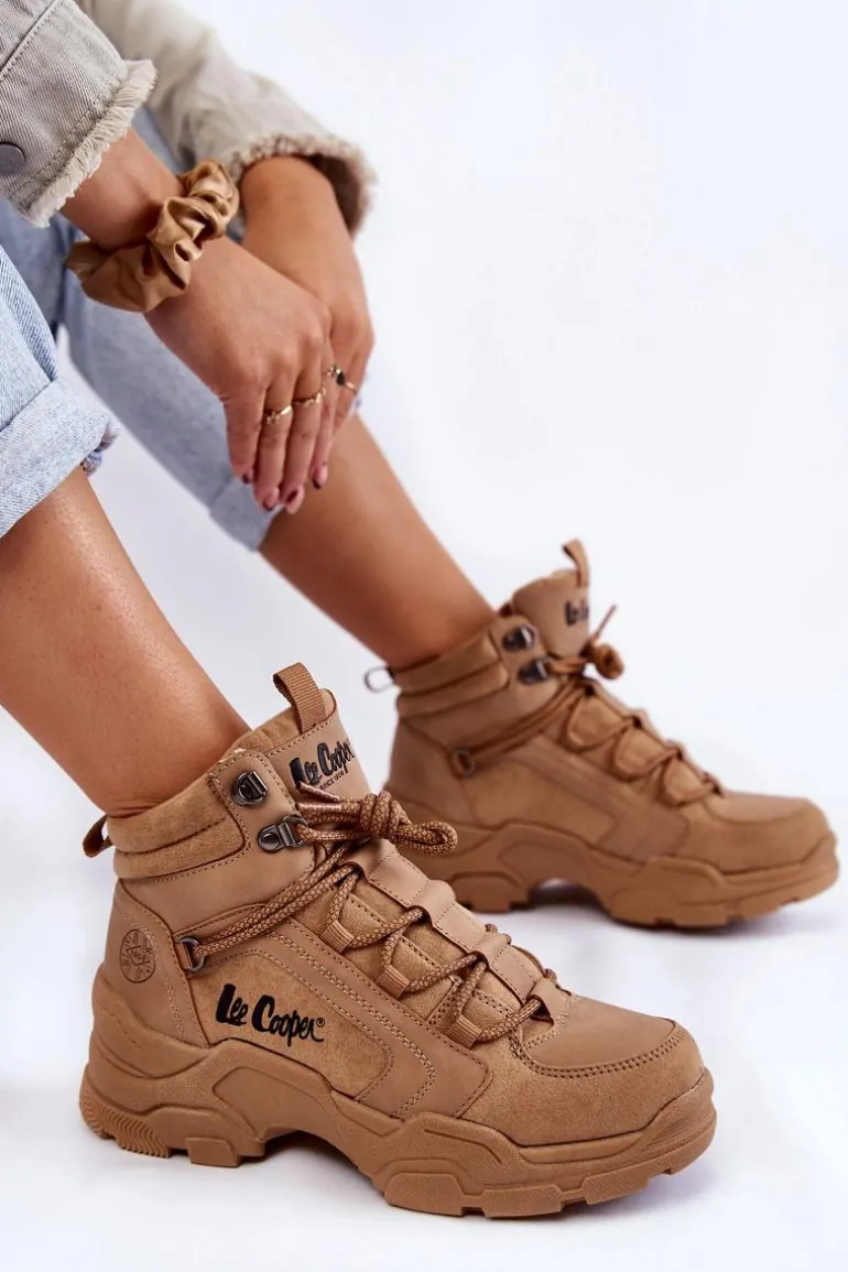 Damskie Buty Trekkingowe Trapery Lee Cooper LCJ-22-31-1442 Brązowe