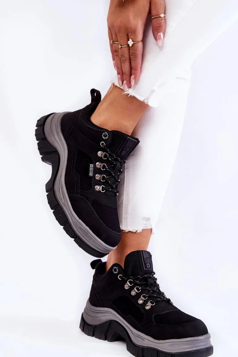 Damskie Buty Trekkingowe Trapery Memory Foam Big Star KK274364 Czarne