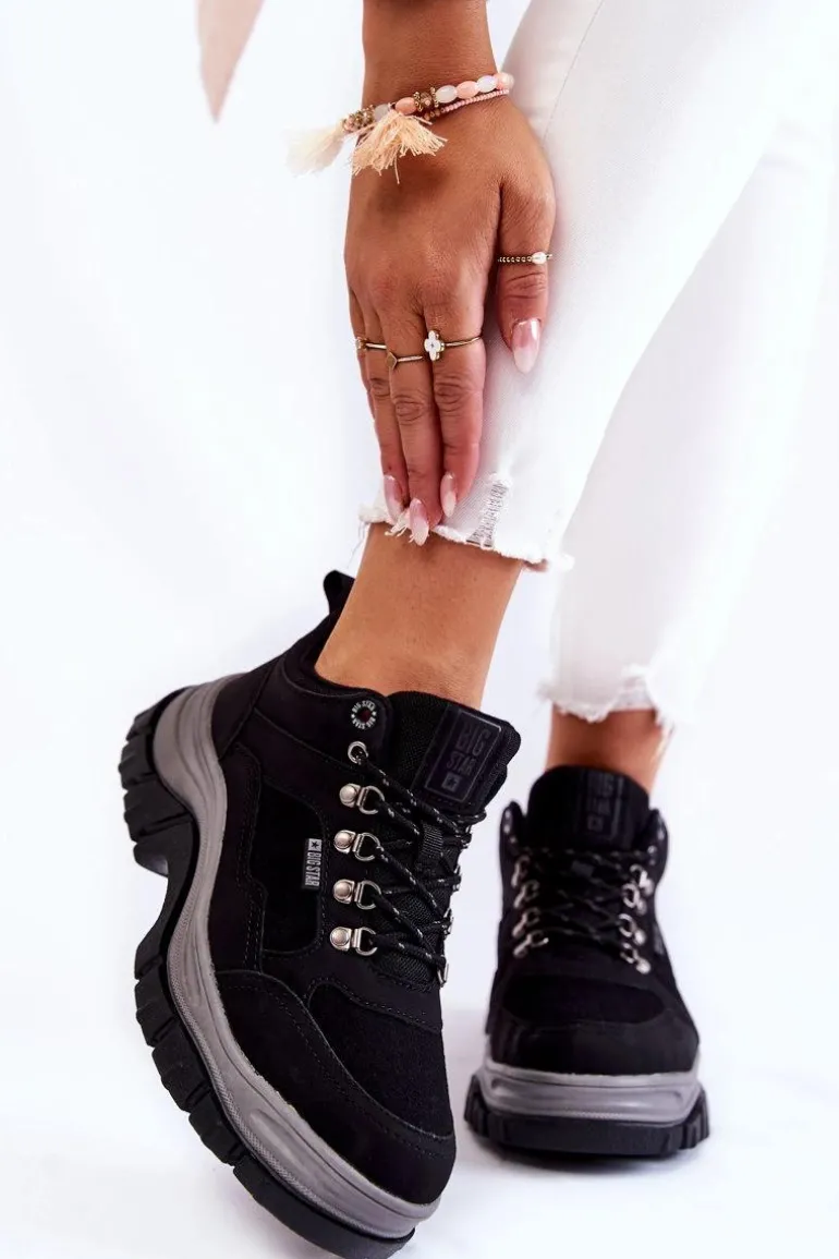 Damskie Buty Trekkingowe Trapery Memory Foam Big Star KK274364 Czarne