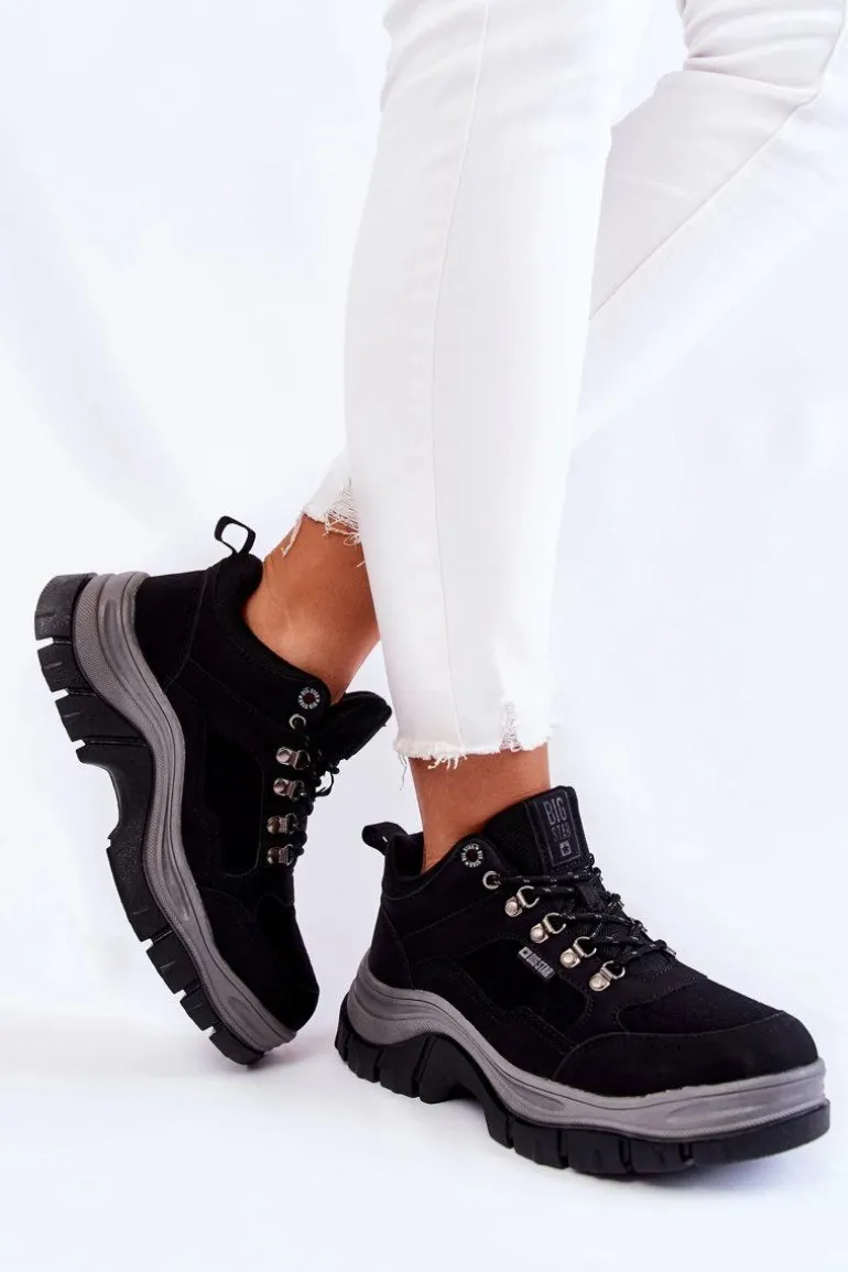 Damskie Buty Trekkingowe Trapery Memory Foam Big Star KK274364 Czarne