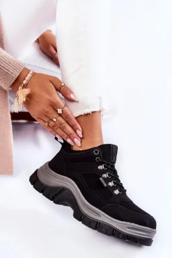 Damskie Buty Trekkingowe Trapery Memory Foam Big Star KK274364 Czarne