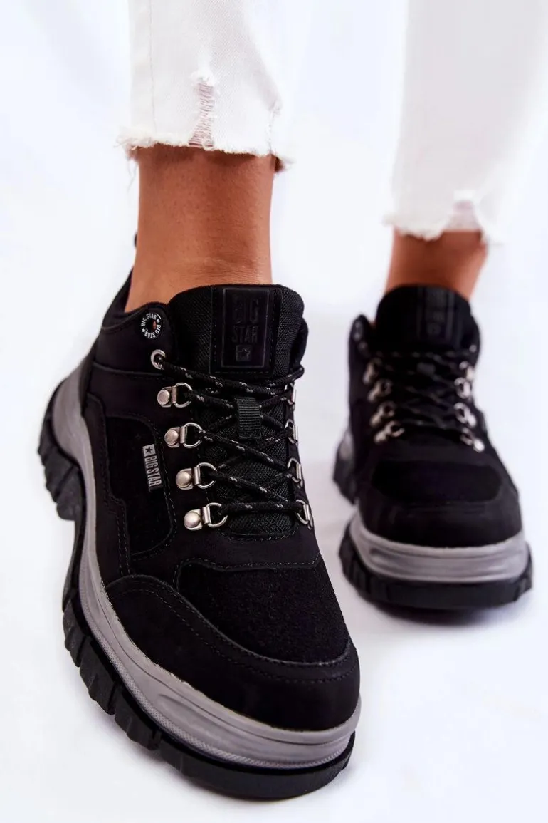 Damskie Buty Trekkingowe Trapery Memory Foam Big Star KK274364 Czarne